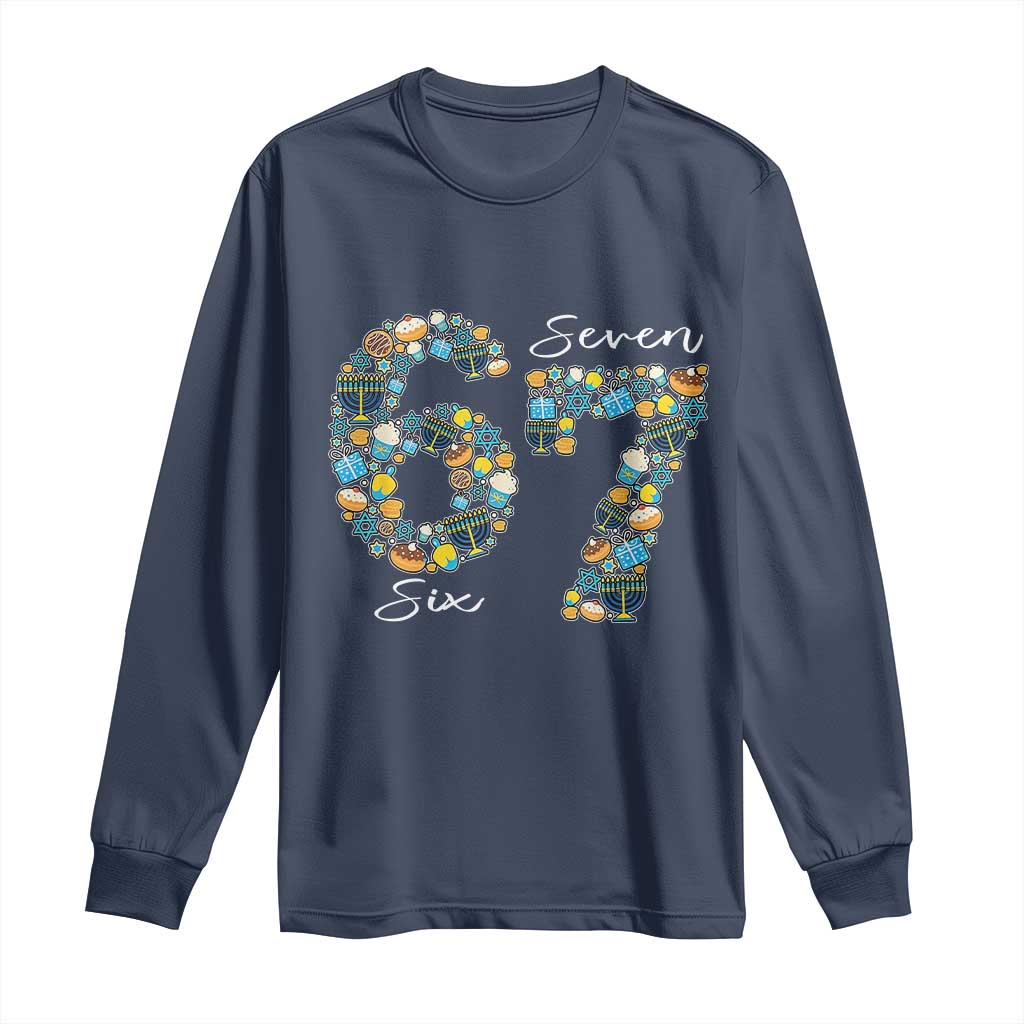 Funny Hanukkah 67 Long Sleeve Shirt Six Seven Meme Chanukah Dreidel Gelt Star Of David - Wonder Print Shop
