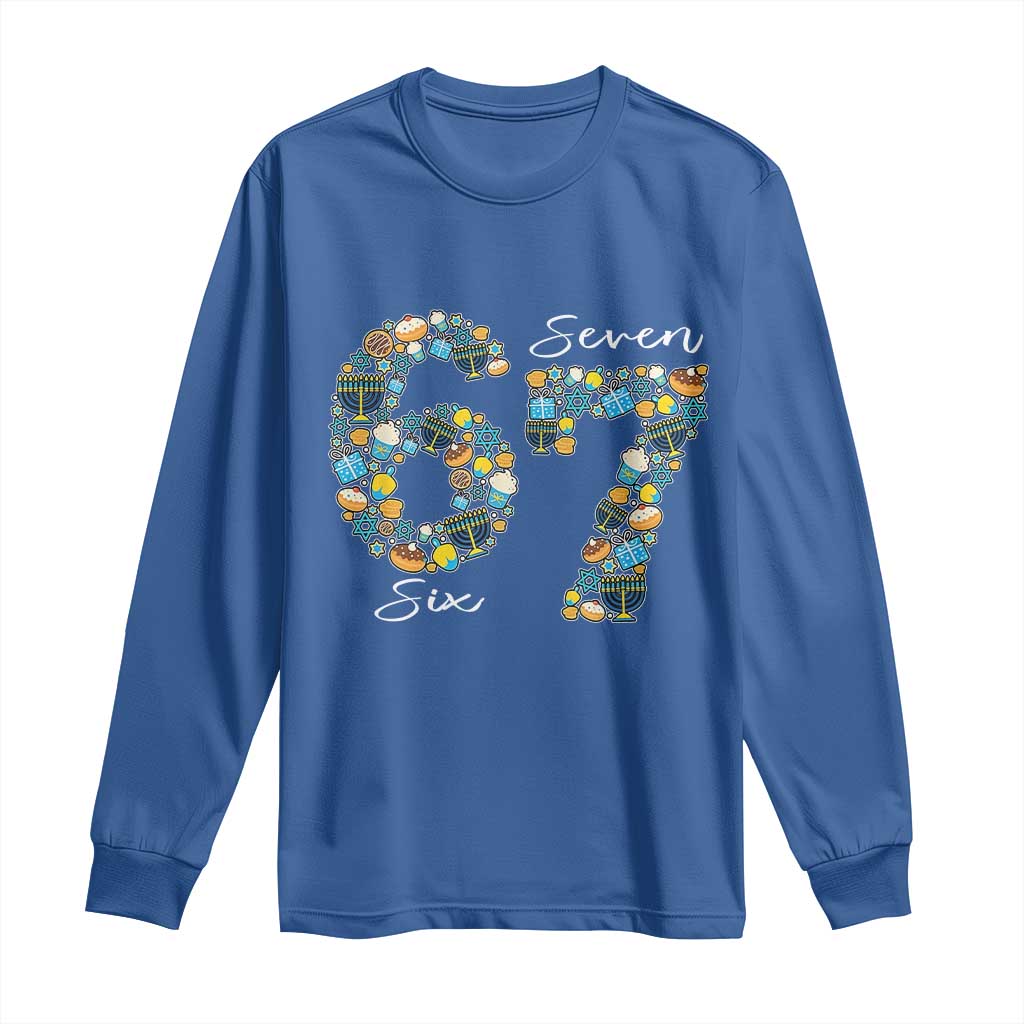 Funny Hanukkah 67 Long Sleeve Shirt Six Seven Meme Chanukah Dreidel Gelt Star Of David - Wonder Print Shop