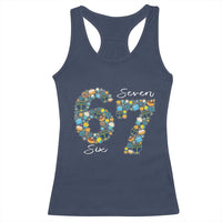 Funny Hanukkah 67 Racerback Tank Top Six Seven Meme Chanukah Dreidel Gelt Star Of David - Wonder Print Shop