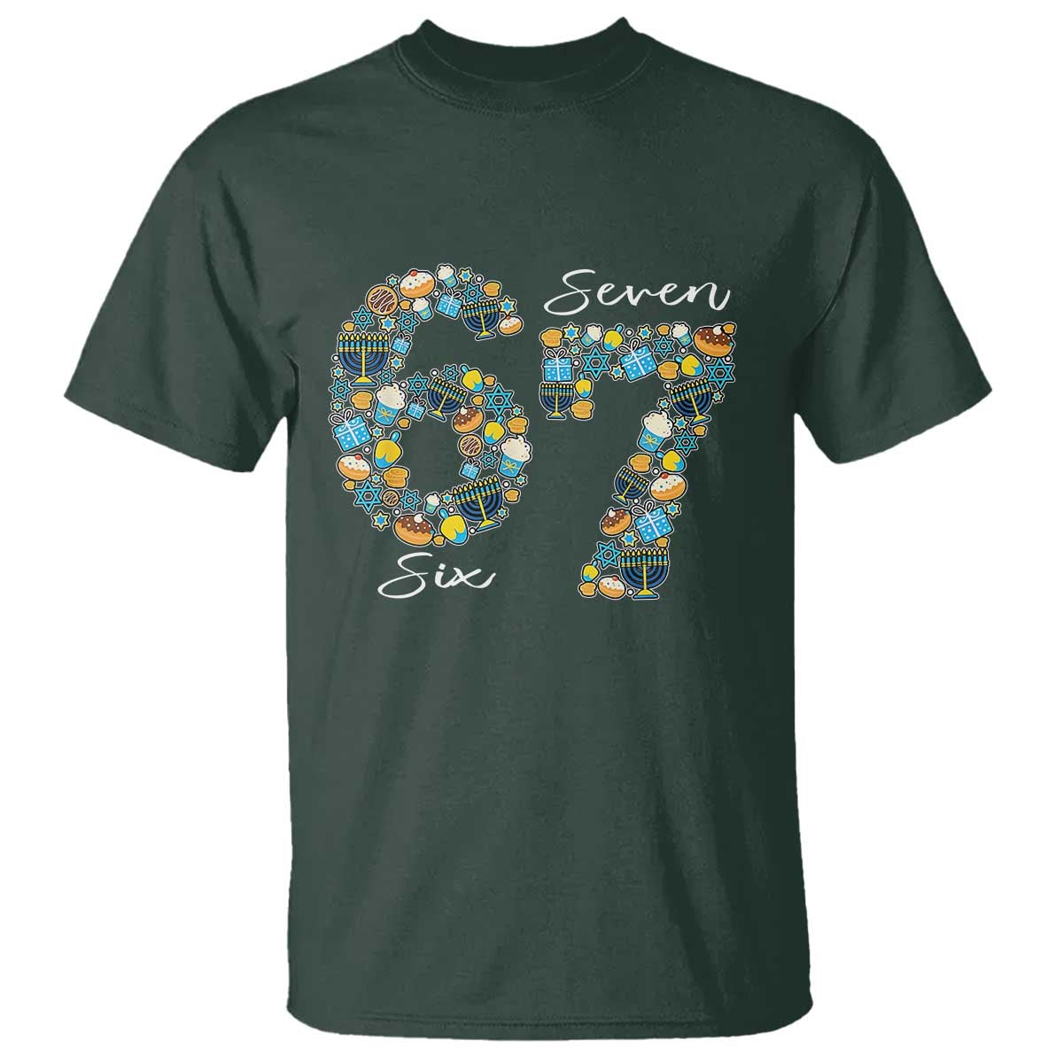 Funny Hanukkah 67 T Shirt Six Seven Meme Chanukah Dreidel Gelt Star Of David - Wonder Print Shop