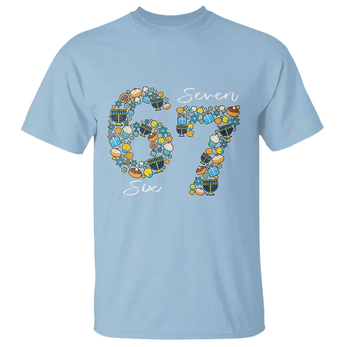 Funny Hanukkah 67 T Shirt Six Seven Meme Chanukah Dreidel Gelt Star Of David - Wonder Print Shop