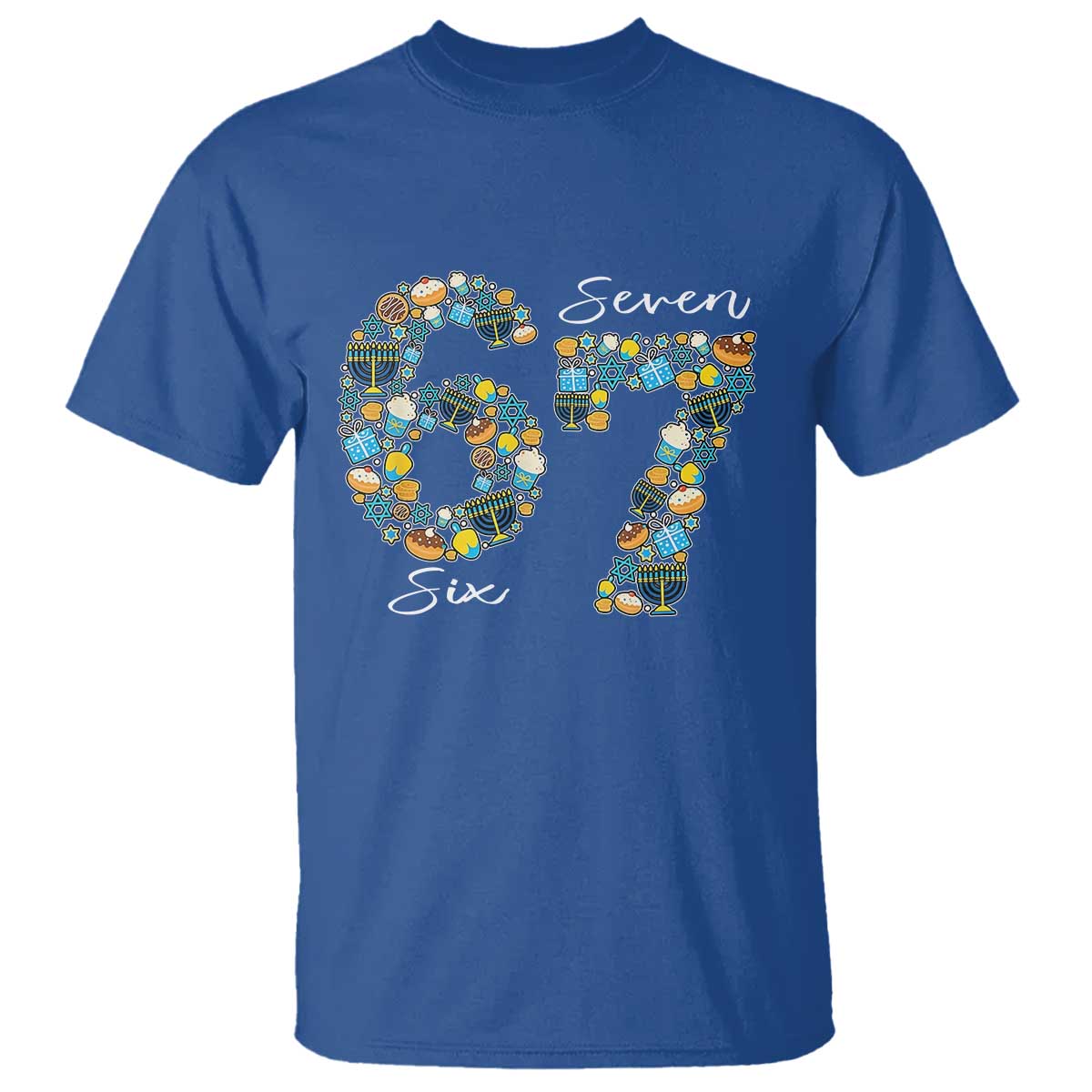 Funny Hanukkah 67 T Shirt Six Seven Meme Chanukah Dreidel Gelt Star Of David - Wonder Print Shop