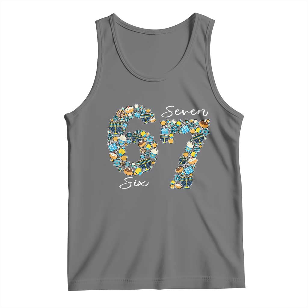 Funny Hanukkah 67 Tank Top Six Seven Meme Chanukah Dreidel Gelt Star Of David - Wonder Print Shop