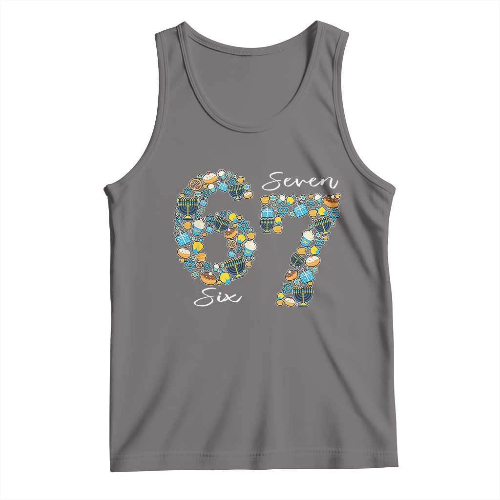 Funny Hanukkah 67 Tank Top Six Seven Meme Chanukah Dreidel Gelt Star Of David - Wonder Print Shop