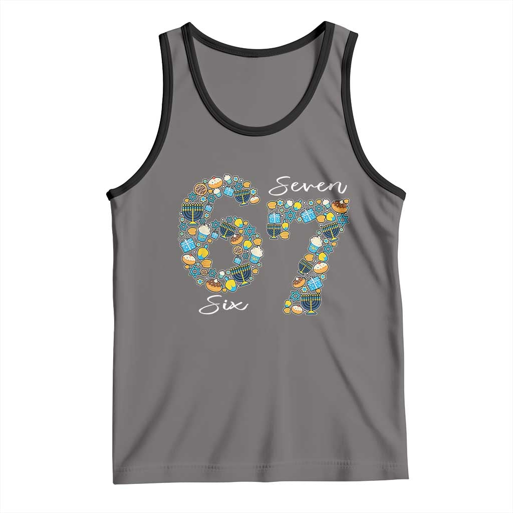 Funny Hanukkah 67 Tank Top Six Seven Meme Chanukah Dreidel Gelt Star Of David - Wonder Print Shop