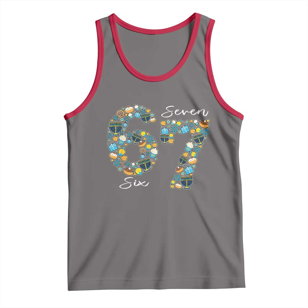 Funny Hanukkah 67 Tank Top Six Seven Meme Chanukah Dreidel Gelt Star Of David - Wonder Print Shop