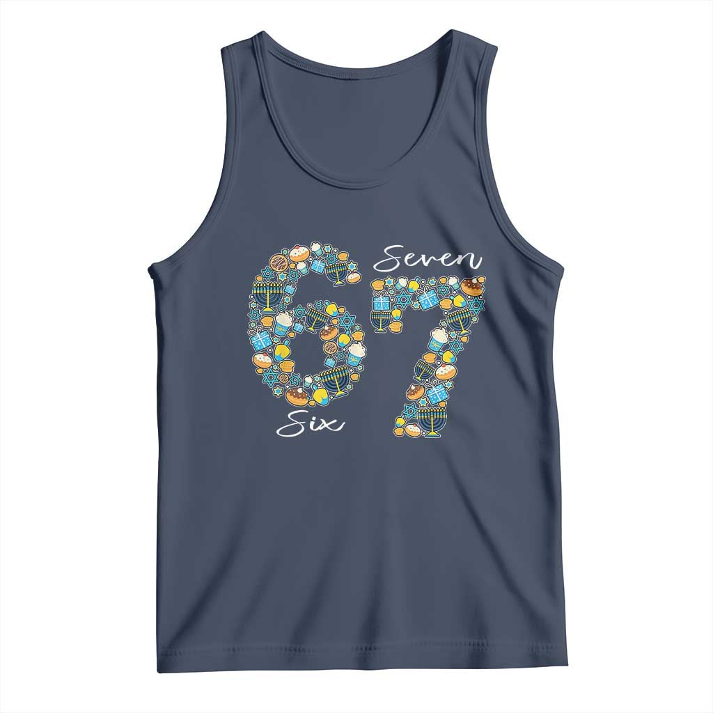 Funny Hanukkah 67 Tank Top Six Seven Meme Chanukah Dreidel Gelt Star Of David - Wonder Print Shop