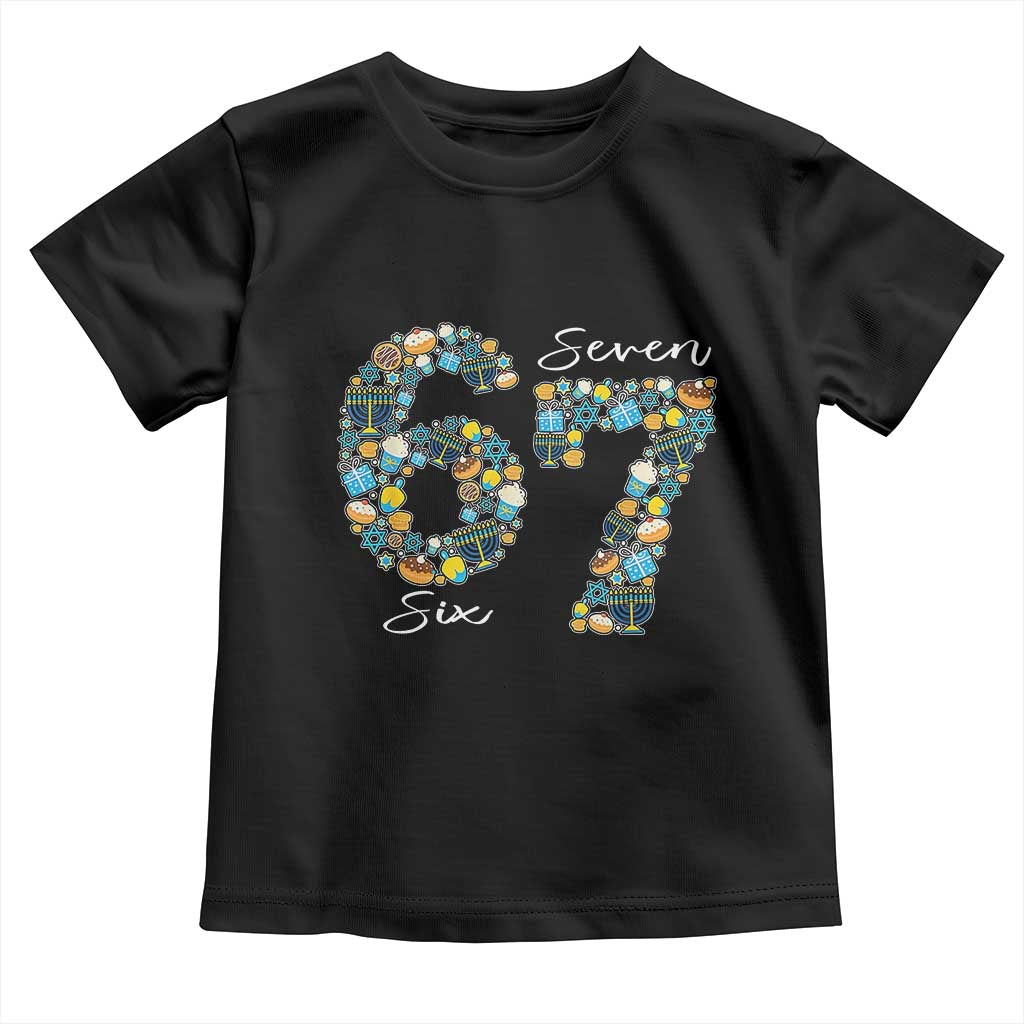 Funny Hanukkah 67 Toddler T Shirt Six Seven Meme Chanukah Dreidel Gelt Star Of David - Wonder Print Shop