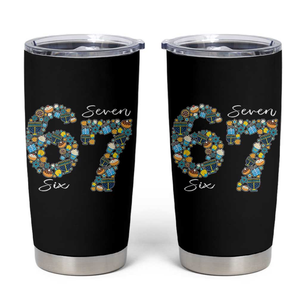 Funny Hanukkah 67 Tumbler Cup Six Seven Meme Chanukah Dreidel Gelt Star Of David - Wonder Print Shop