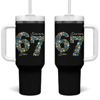 Funny Hanukkah 67 Tumbler With Handle Six Seven Meme Chanukah Dreidel Gelt Star Of David - Wonder Print Shop