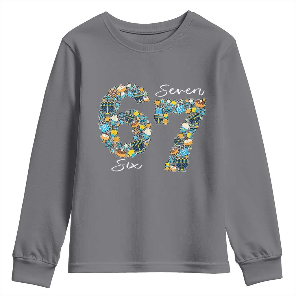 Funny Hanukkah 67 Youth Sweatshirt Six Seven Meme Chanukah Dreidel Gelt Star Of David - Wonder Print Shop