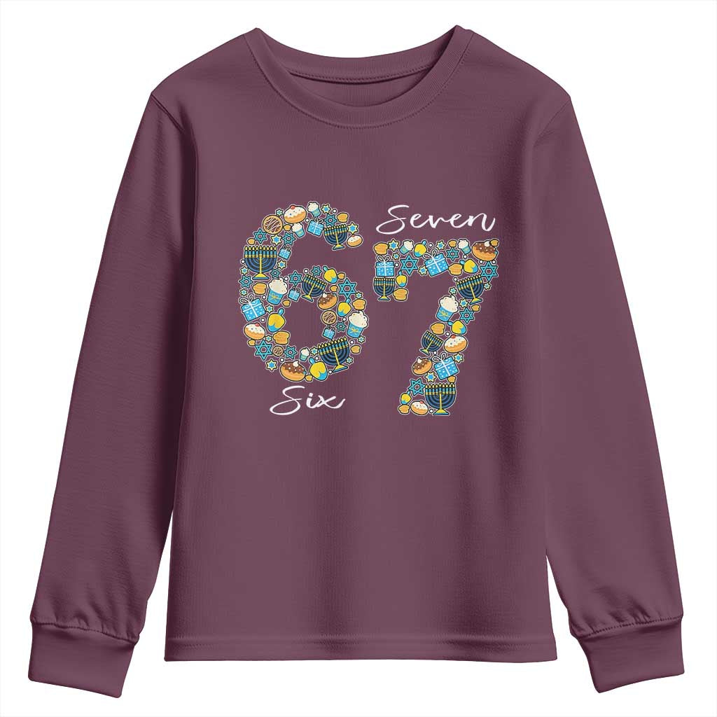Funny Hanukkah 67 Youth Sweatshirt Six Seven Meme Chanukah Dreidel Gelt Star Of David - Wonder Print Shop