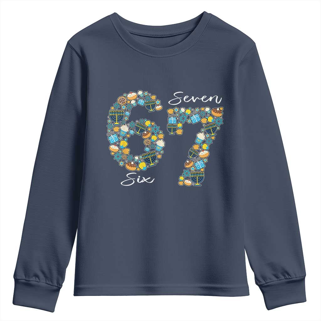 Funny Hanukkah 67 Youth Sweatshirt Six Seven Meme Chanukah Dreidel Gelt Star Of David - Wonder Print Shop