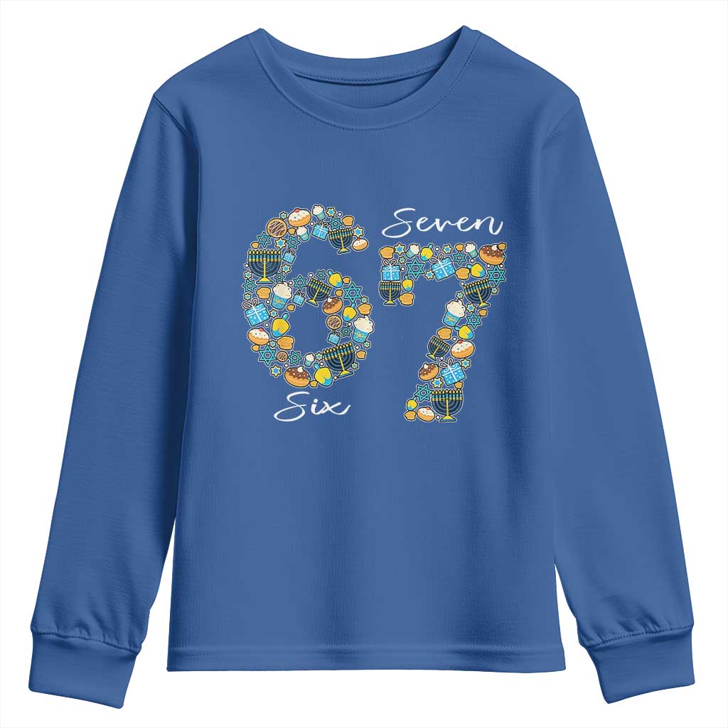 Funny Hanukkah 67 Youth Sweatshirt Six Seven Meme Chanukah Dreidel Gelt Star Of David - Wonder Print Shop