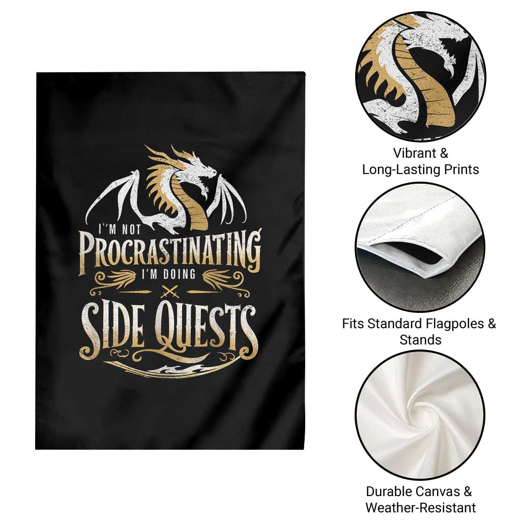 I Am Not Procrastinating I Am Doing Side Quest Garden Flag Fantasy Game Dragon - Wonder Print Shop