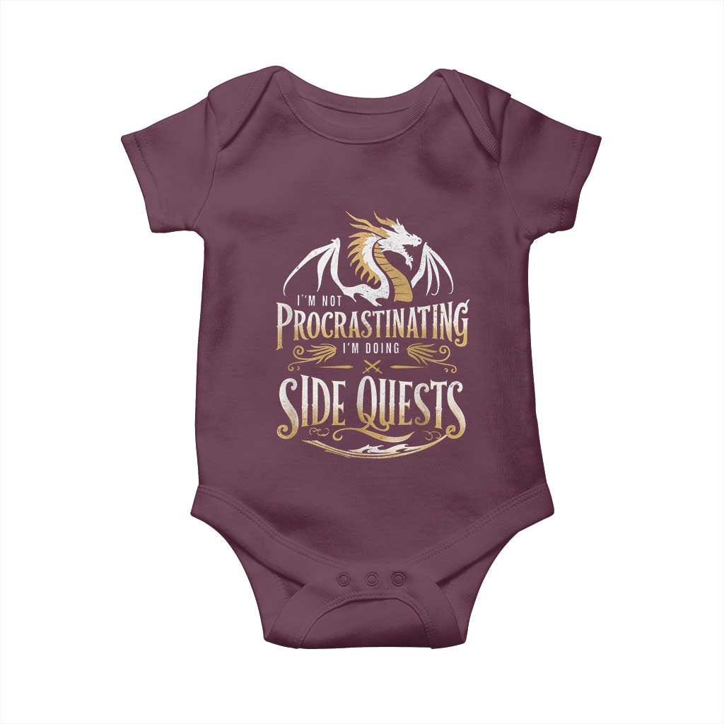 I Am Not Procrastinating I Am Doing Side Quest Baby Onesie Fantasy Game Dragon - Wonder Print Shop
