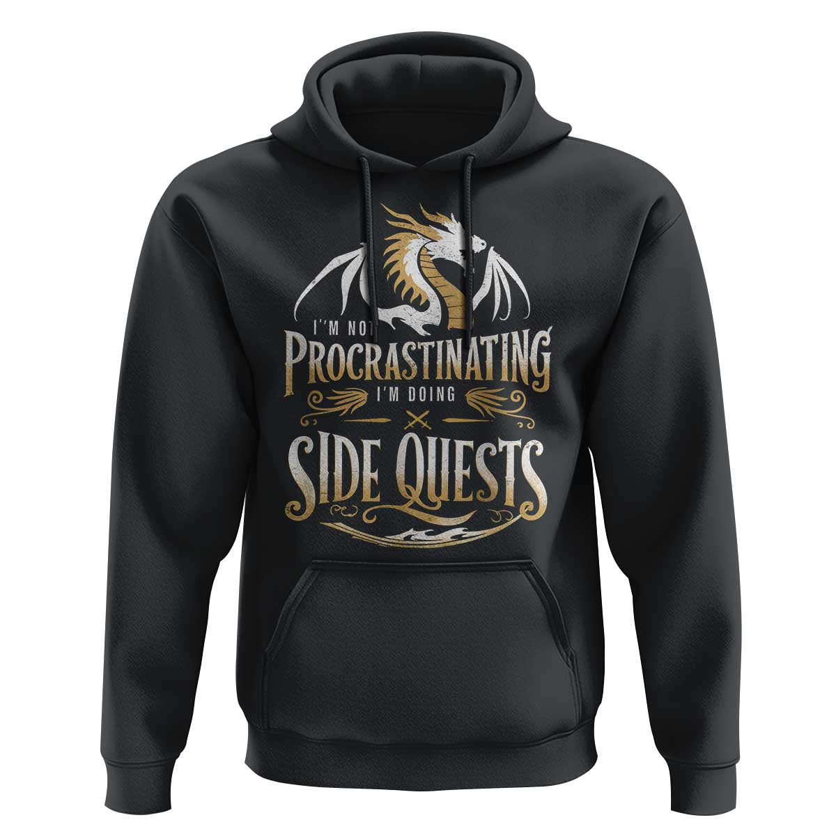 I Am Not Procrastinating I Am Doing Side Quest Hoodie Fantasy Game Dragon - Wonder Print Shop