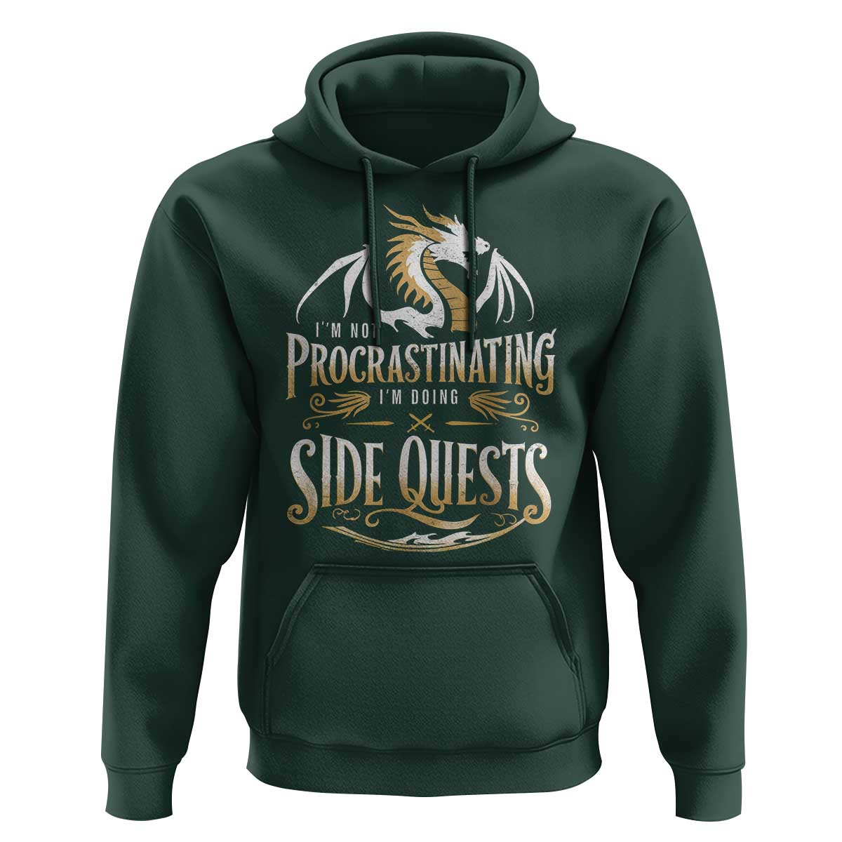 I Am Not Procrastinating I Am Doing Side Quest Hoodie Fantasy Game Dragon - Wonder Print Shop