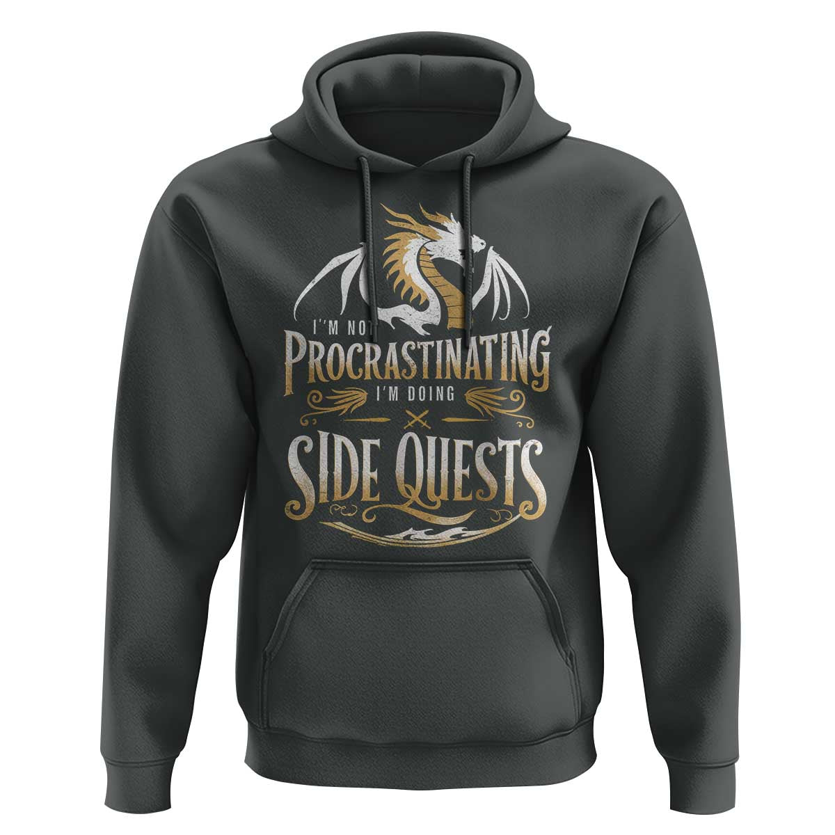 I Am Not Procrastinating I Am Doing Side Quest Hoodie Fantasy Game Dragon - Wonder Print Shop
