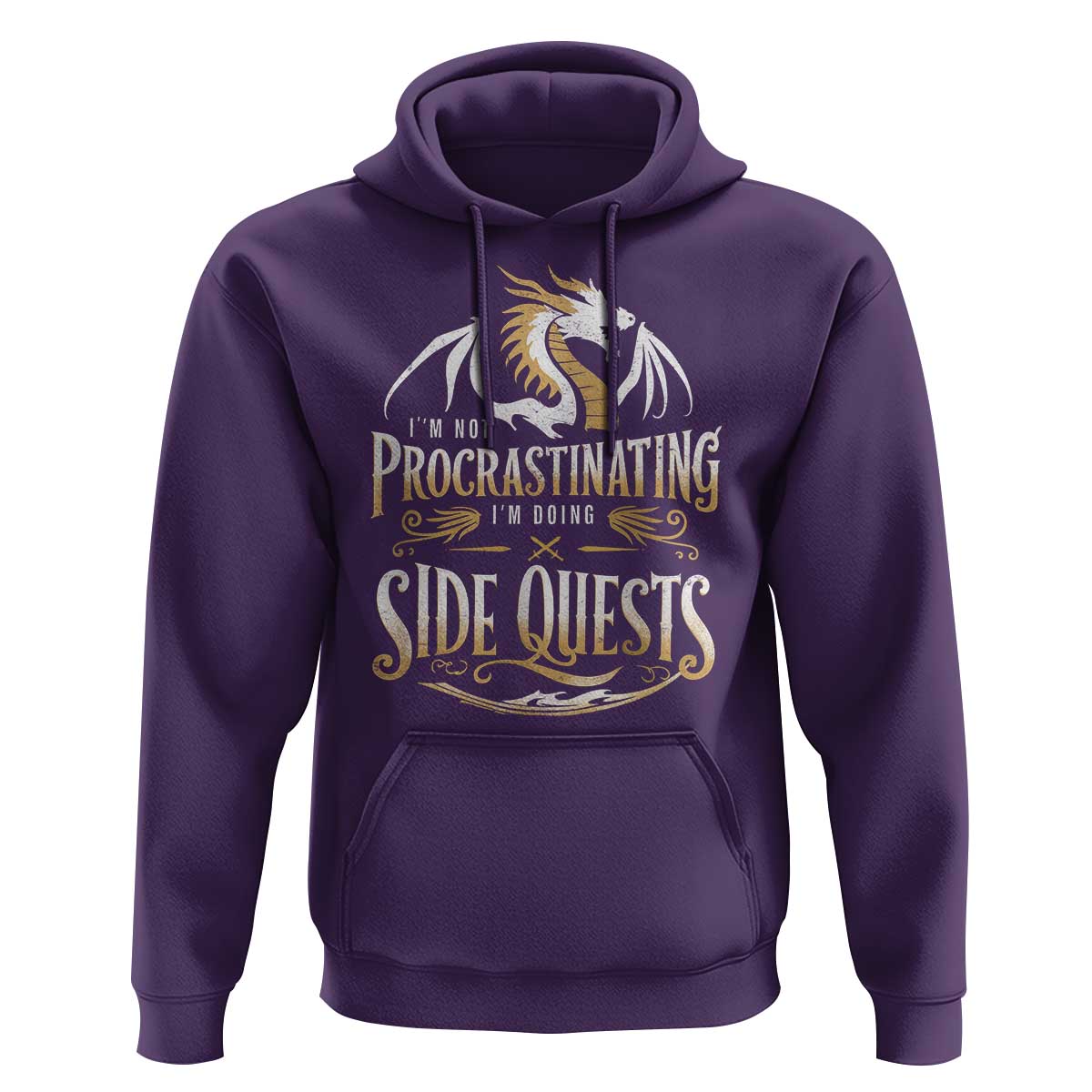 I Am Not Procrastinating I Am Doing Side Quest Hoodie Fantasy Game Dragon - Wonder Print Shop