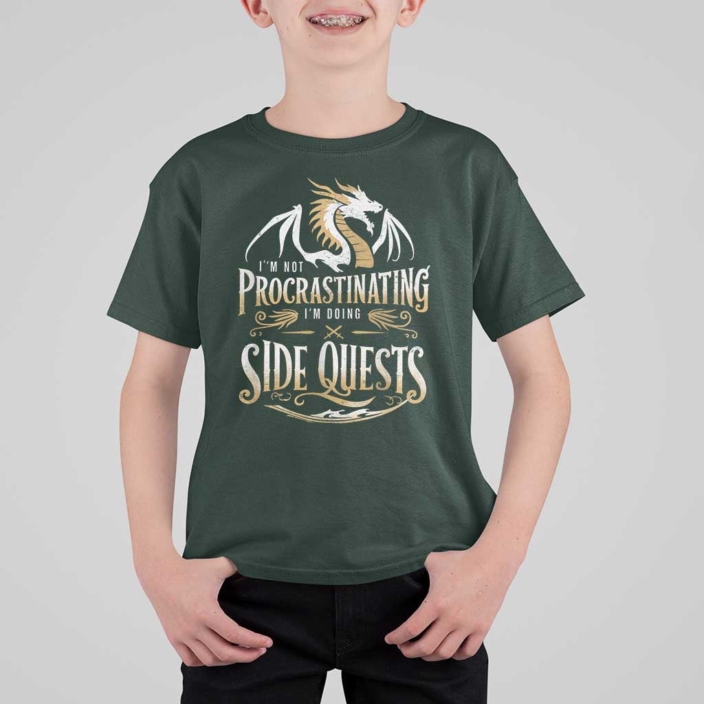 I Am Not Procrastinating I Am Doing Side Quest T Shirt For Kid Fantasy Game Dragon - Wonder Print Shop