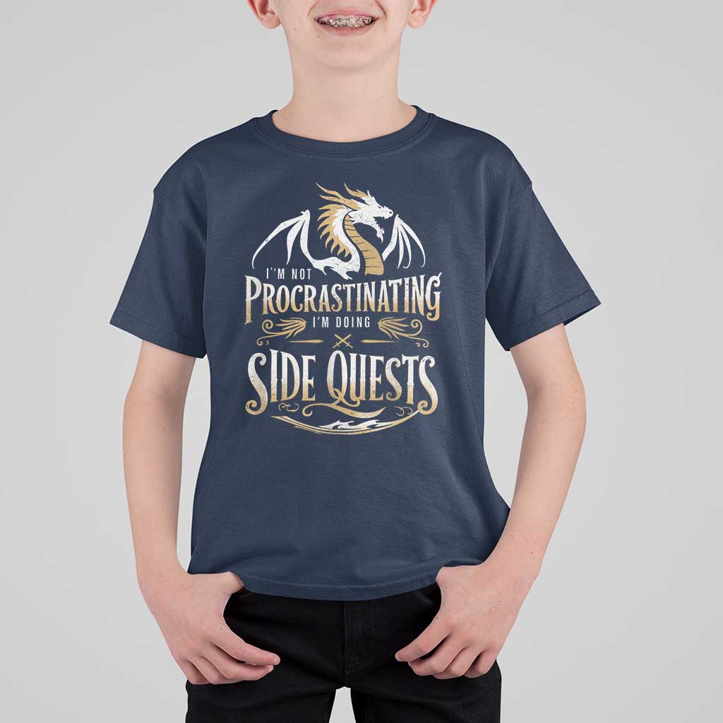 I Am Not Procrastinating I Am Doing Side Quest T Shirt For Kid Fantasy Game Dragon - Wonder Print Shop