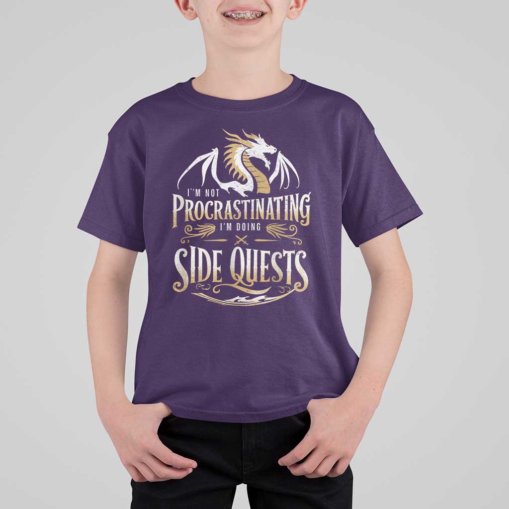 I Am Not Procrastinating I Am Doing Side Quest T Shirt For Kid Fantasy Game Dragon - Wonder Print Shop