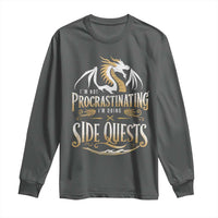 I Am Not Procrastinating I Am Doing Side Quest Long Sleeve Shirt Fantasy Game Dragon - Wonder Print Shop