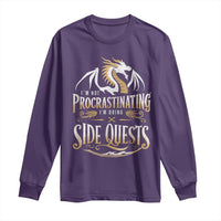 I Am Not Procrastinating I Am Doing Side Quest Long Sleeve Shirt Fantasy Game Dragon - Wonder Print Shop