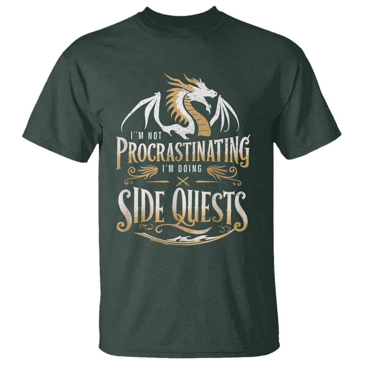 I Am Not Procrastinating I Am Doing Side Quest T Shirt Fantasy Game Dragon - Wonder Print Shop