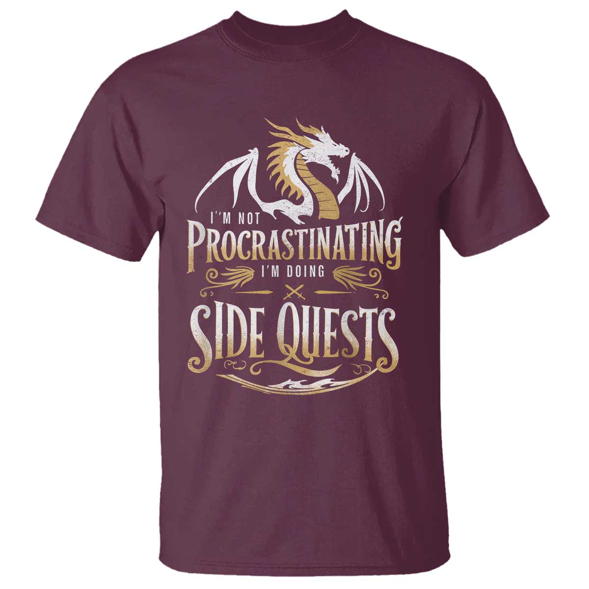 I Am Not Procrastinating I Am Doing Side Quest T Shirt Fantasy Game Dragon - Wonder Print Shop