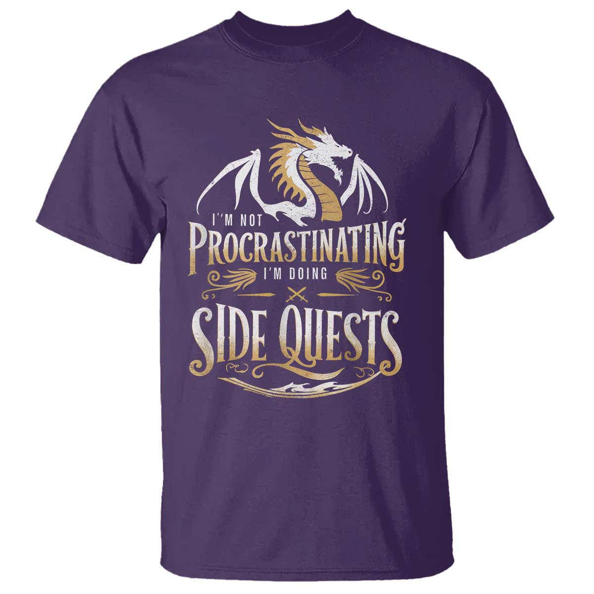 I Am Not Procrastinating I Am Doing Side Quest T Shirt Fantasy Game Dragon - Wonder Print Shop