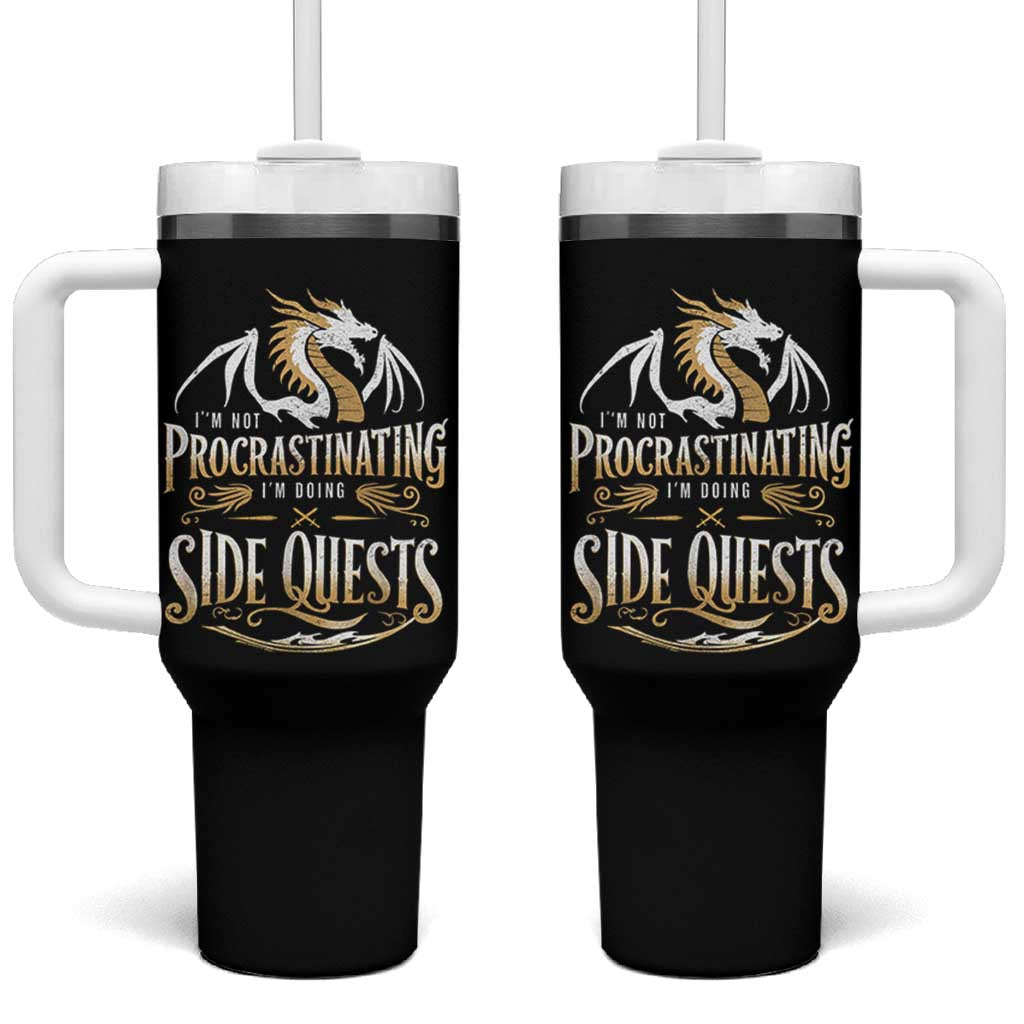 I Am Not Procrastinating I Am Doing Side Quest Tumbler With Handle Fantasy Game Dragon - Wonder Print Shop