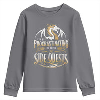 I Am Not Procrastinating I Am Doing Side Quest Youth Sweatshirt Fantasy Game Dragon - Wonder Print Shop
