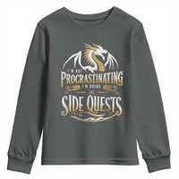 I Am Not Procrastinating I Am Doing Side Quest Youth Sweatshirt Fantasy Game Dragon - Wonder Print Shop