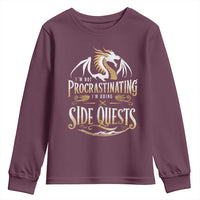 I Am Not Procrastinating I Am Doing Side Quest Youth Sweatshirt Fantasy Game Dragon - Wonder Print Shop