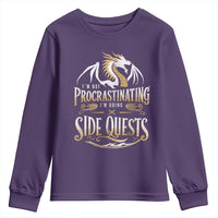 I Am Not Procrastinating I Am Doing Side Quest Youth Sweatshirt Fantasy Game Dragon - Wonder Print Shop