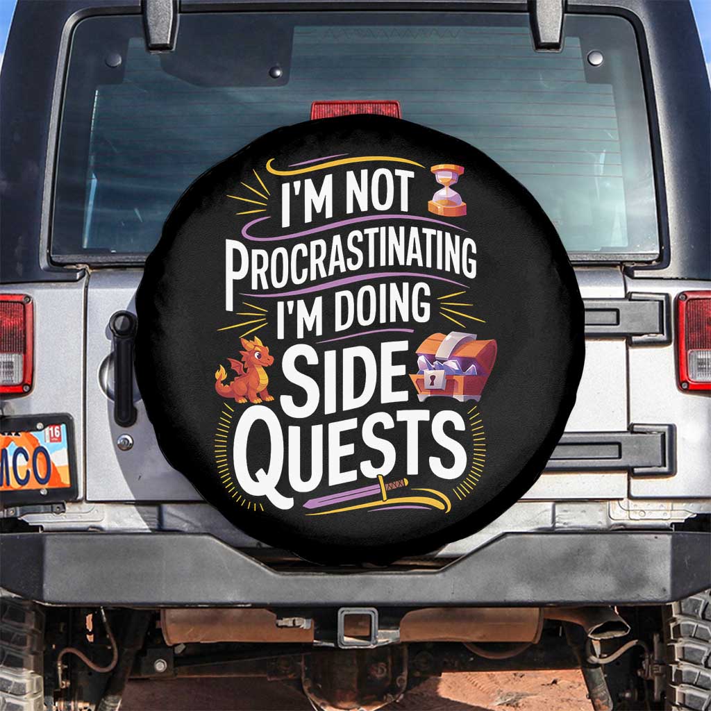 Funny I Am Not Procrastinating I Am Doing Side Quests Spare Tire Cover Fantasy RPG Gamer - Wonder Print Shop
