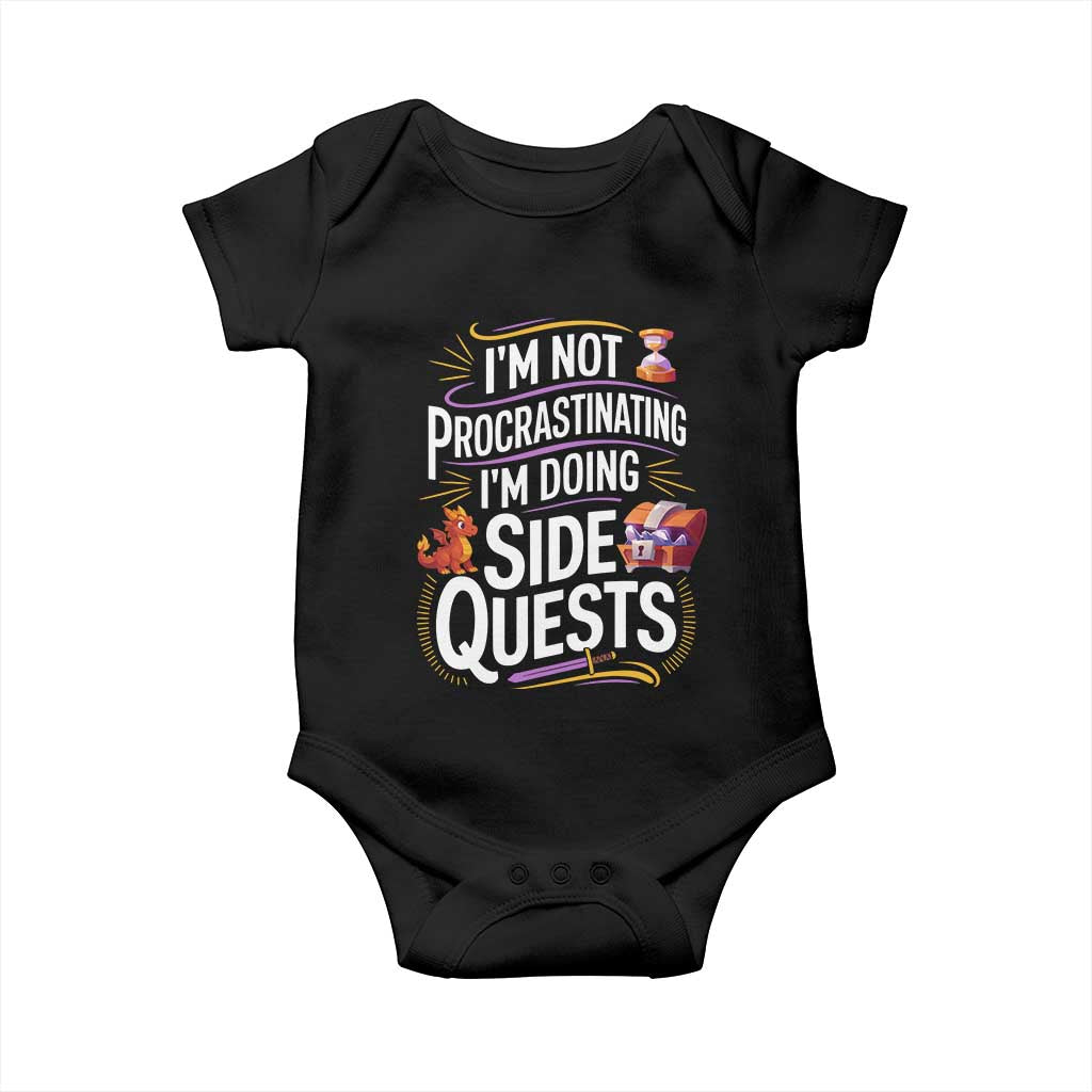 Funny I Am Not Procrastinating I Am Doing Side Quests Baby Onesie Fantasy RPG Gamer - Wonder Print Shop