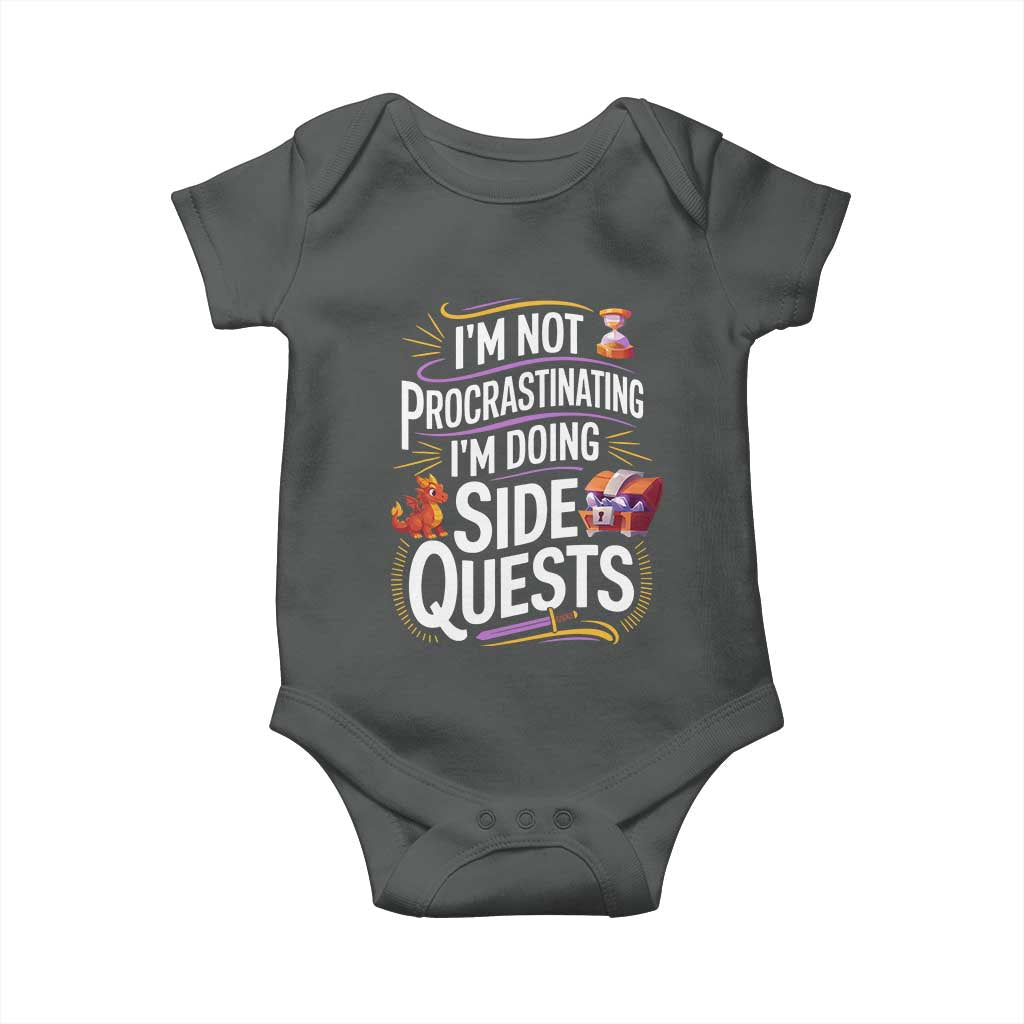 Funny I Am Not Procrastinating I Am Doing Side Quests Baby Onesie Fantasy RPG Gamer - Wonder Print Shop