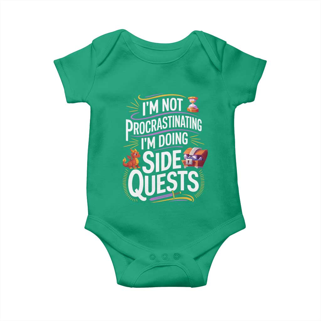 Funny I Am Not Procrastinating I Am Doing Side Quests Baby Onesie Fantasy RPG Gamer - Wonder Print Shop