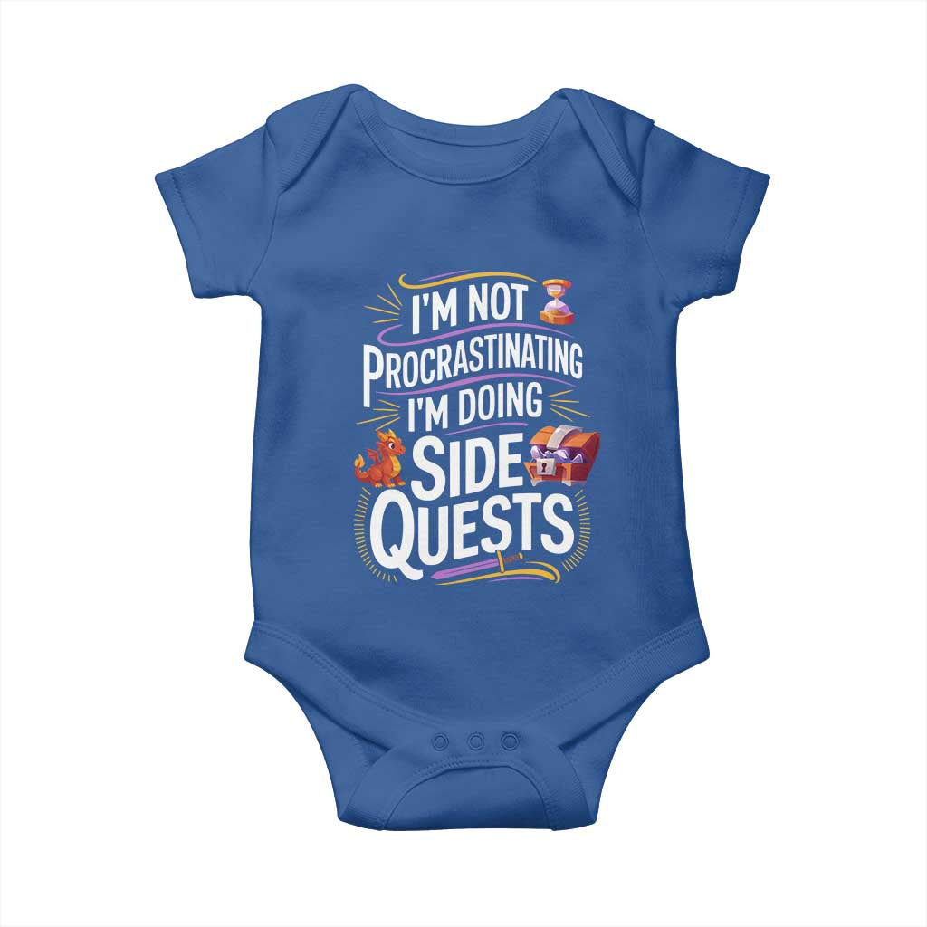 Funny I Am Not Procrastinating I Am Doing Side Quests Baby Onesie Fantasy RPG Gamer - Wonder Print Shop
