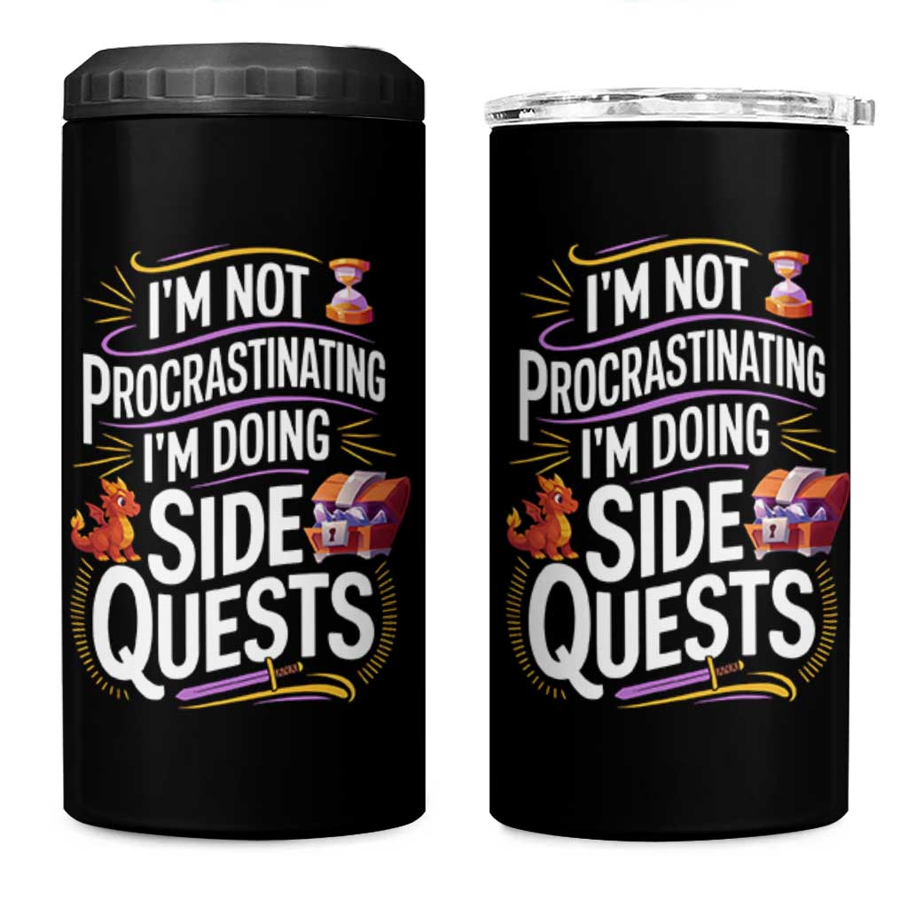 Funny I Am Not Procrastinating I Am Doing Side Quests 4 in 1 Can Cooler Tumbler Fantasy RPG Gamer - Wonder Print Shop