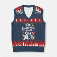 Funny I Am Not Procrastinating I Am Doing Side Quests V-Neck Knit Sweater Vest Fantasy RPG Gamer - Wonder Print Shop