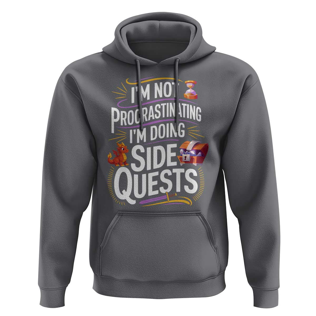 Funny I Am Not Procrastinating I Am Doing Side Quests Hoodie Fantasy RPG Gamer - Wonder Print Shop