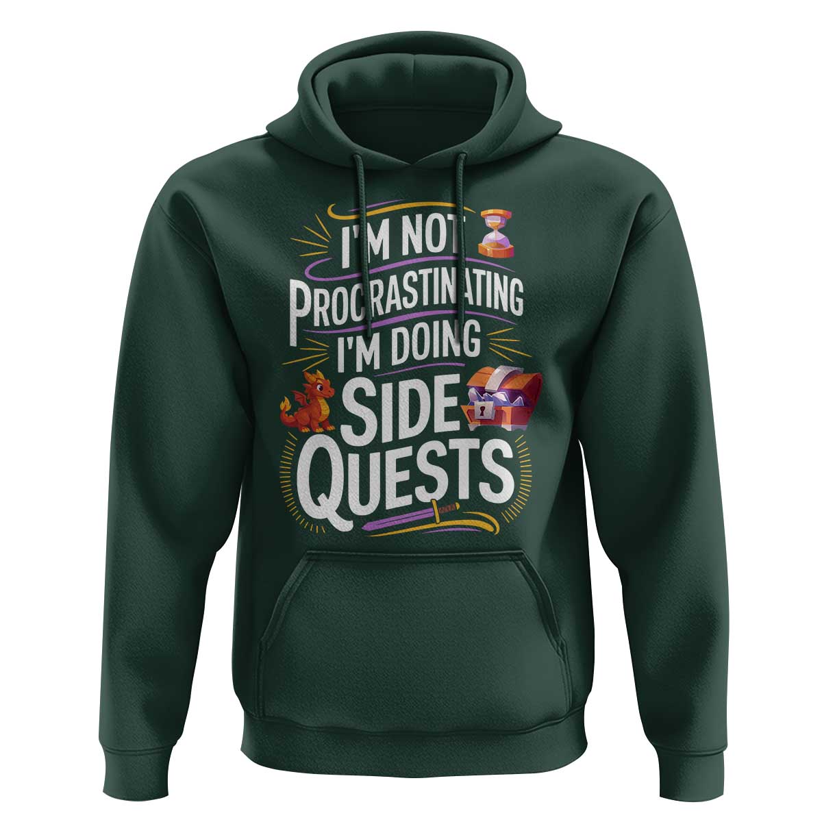 Funny I Am Not Procrastinating I Am Doing Side Quests Hoodie Fantasy RPG Gamer - Wonder Print Shop