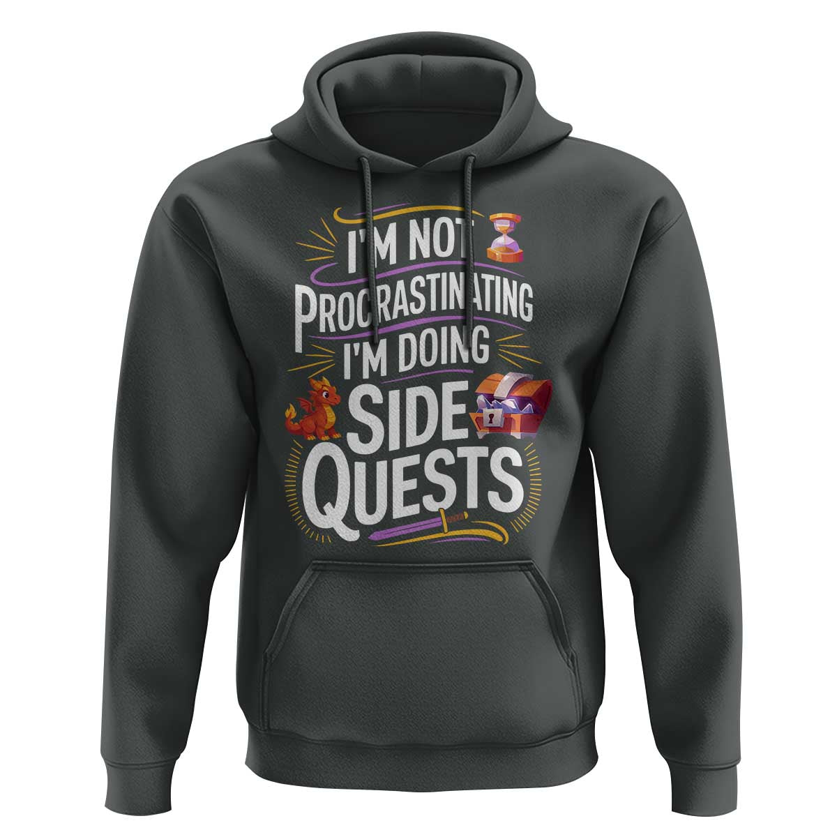 Funny I Am Not Procrastinating I Am Doing Side Quests Hoodie Fantasy RPG Gamer - Wonder Print Shop