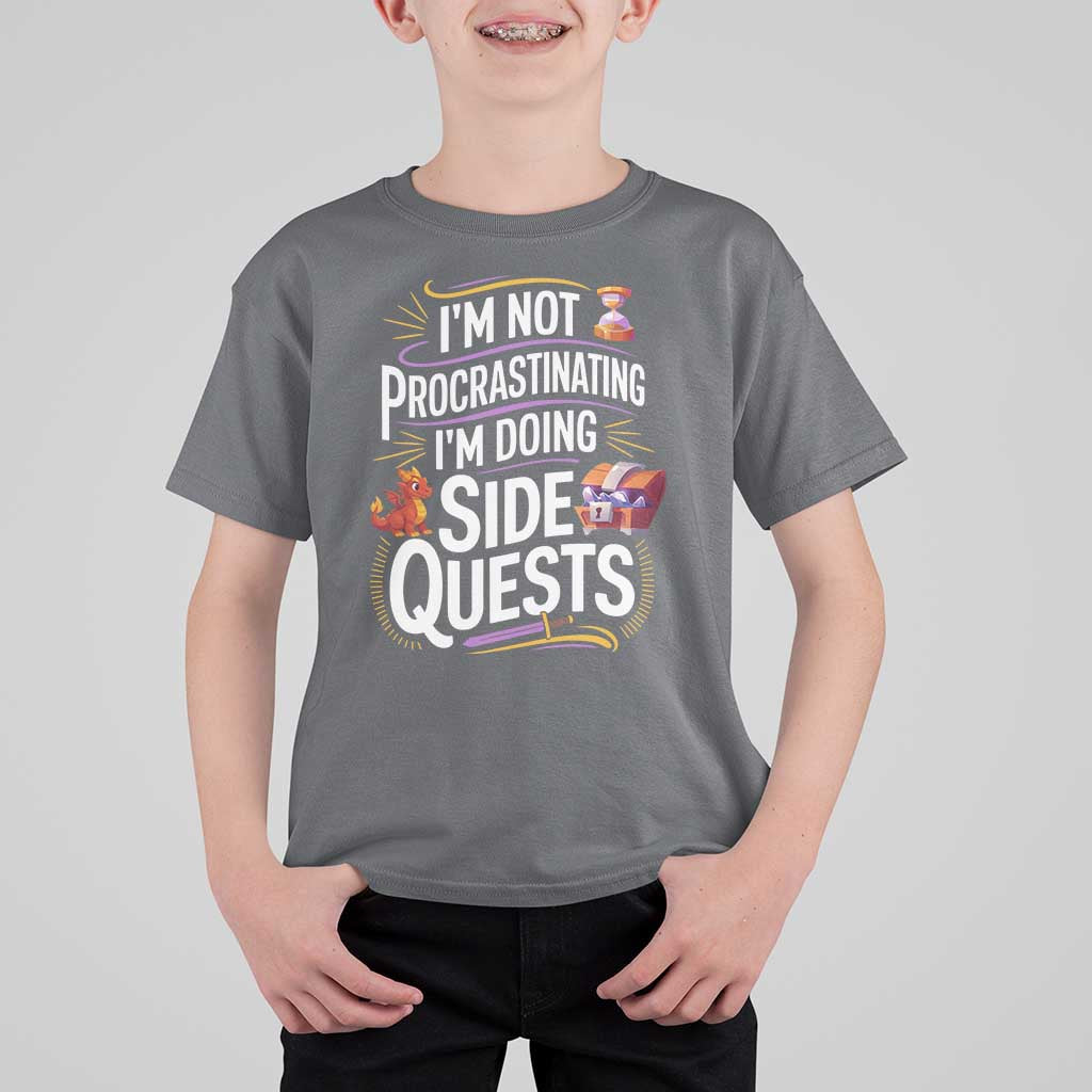 Funny I Am Not Procrastinating I Am Doing Side Quests T Shirt For Kid Fantasy RPG Gamer - Wonder Print Shop