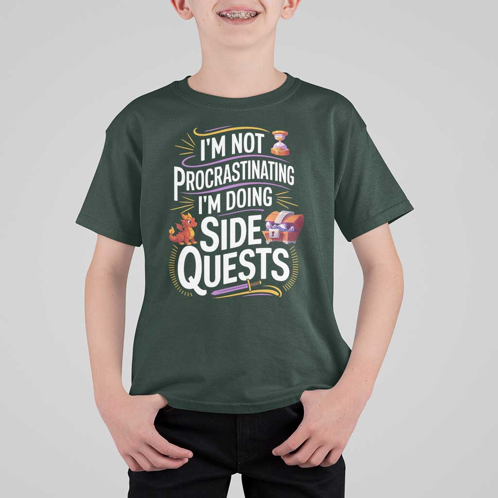 Funny I Am Not Procrastinating I Am Doing Side Quests T Shirt For Kid Fantasy RPG Gamer - Wonder Print Shop