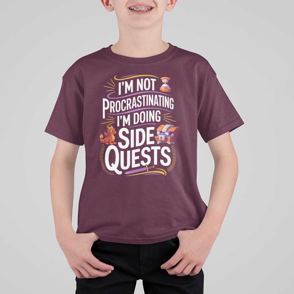 Funny I Am Not Procrastinating I Am Doing Side Quests T Shirt For Kid Fantasy RPG Gamer - Wonder Print Shop